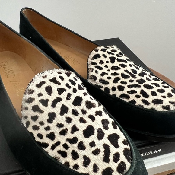 Franco Sarto Leopard Print Black Loafers - Picture 4 of 9